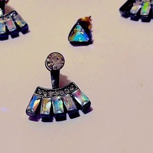 (2 for $10) Endless Facets SIM Quartz Studs w/ 4 Stone SIM Aura Quartz Jackets